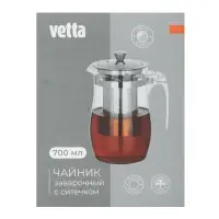 VETTA Чайник заварочный 700мл с ситечком, нерж.сталь, стекло, полистирол