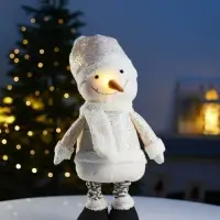 Светодиодная фигура &laquo;Снеговик&raquo; 55-84 см, текстиль, телескопические ножки, 1 LED, от батареек LR1130&times;3, свечение тёплое белое