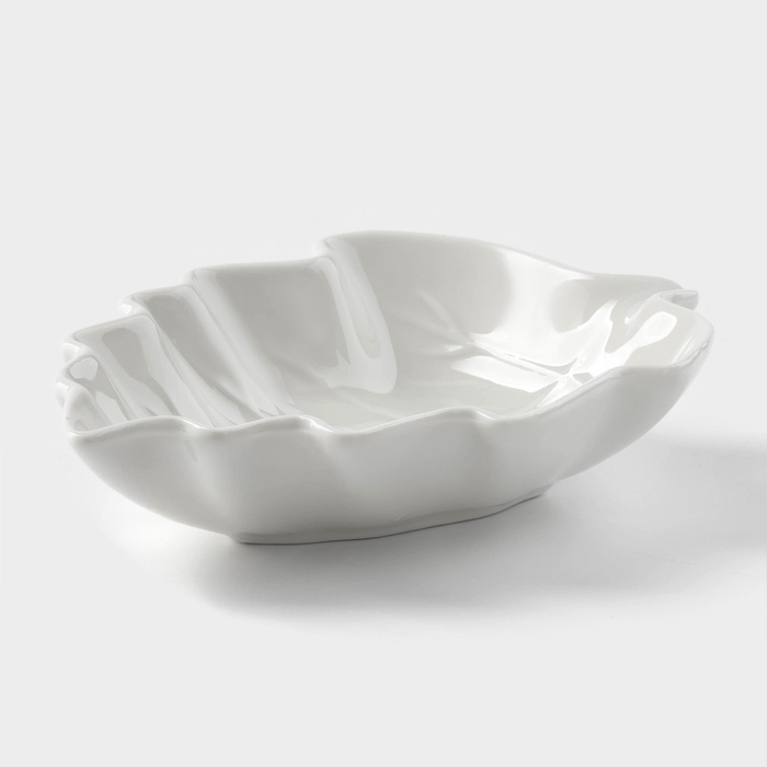 Соусник керамический «Лиственик», 14×10×3 см, цвет белый Соусник керамический «Лиственик», 14×10×3 см, цвет белый