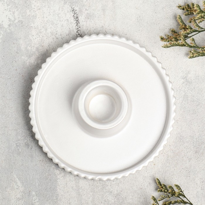 Подсвечник "Рельеф", 3х9.5 см, жемчужный