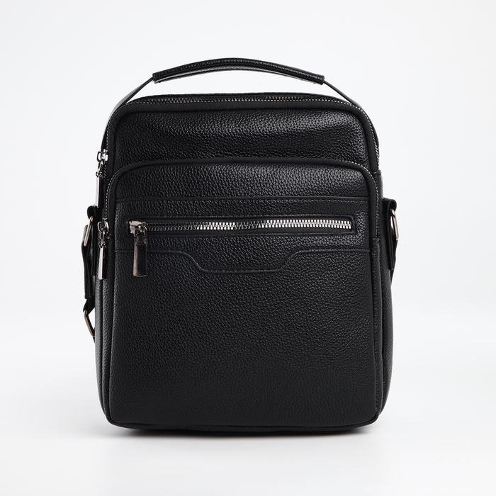 Сумка мужская через плечо TEXTURA, 3 наружных кармана, цвет чёрный Сумка мужская через плечо TEXTURA, 3 наружных кармана, цвет чёрный