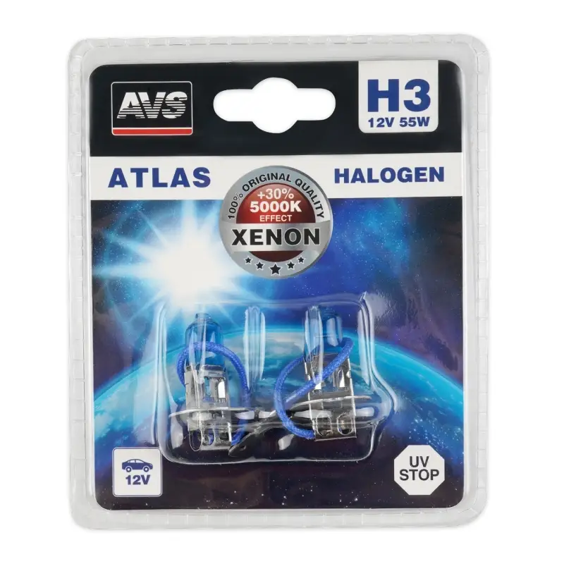 Галогенная лампа AVS ATLAS/5000К/ H3.12V.55W.блистер 2шт.