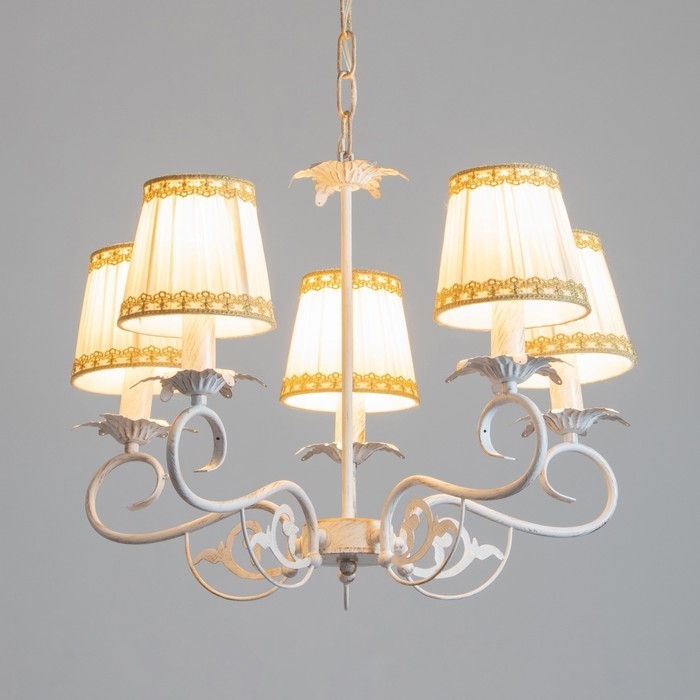 Люстра Люстра "Франческа" 5xE14 40Вт белый с золотой патиной 57х57х39-98 см BayerLux
