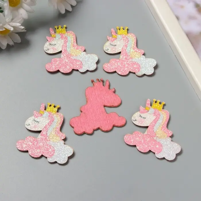 Декор для творчества войлок блеск "Единорог в облаках" 5х4,8 см Декор для творчества войлок блеск "Единорог в облаках" 5х4,8 см