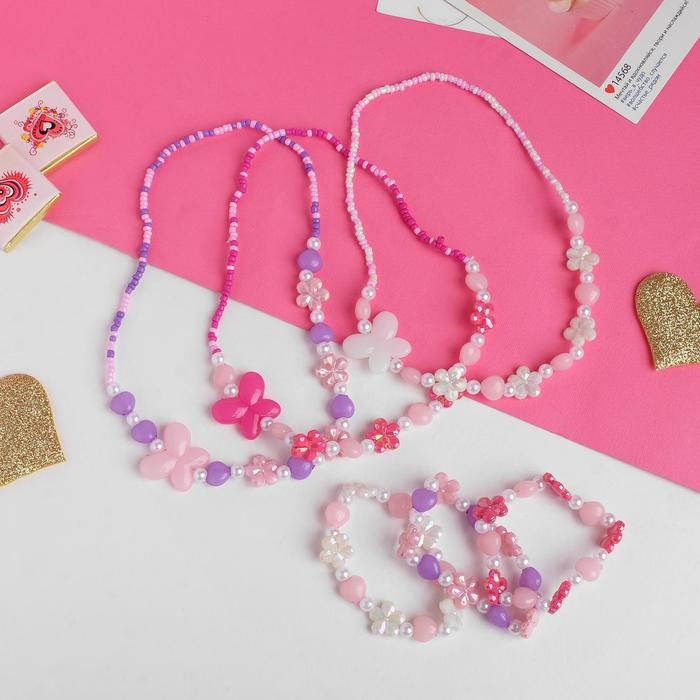 Набор детский «Выбражулька» 2 предмета: бусы, браслет, цветы ромашки с бабочкой, цвет МИКС Набор детский «Выбражулька» 2 предмета: бусы, браслет, цветы ромашки с бабочкой, цвет МИКС
