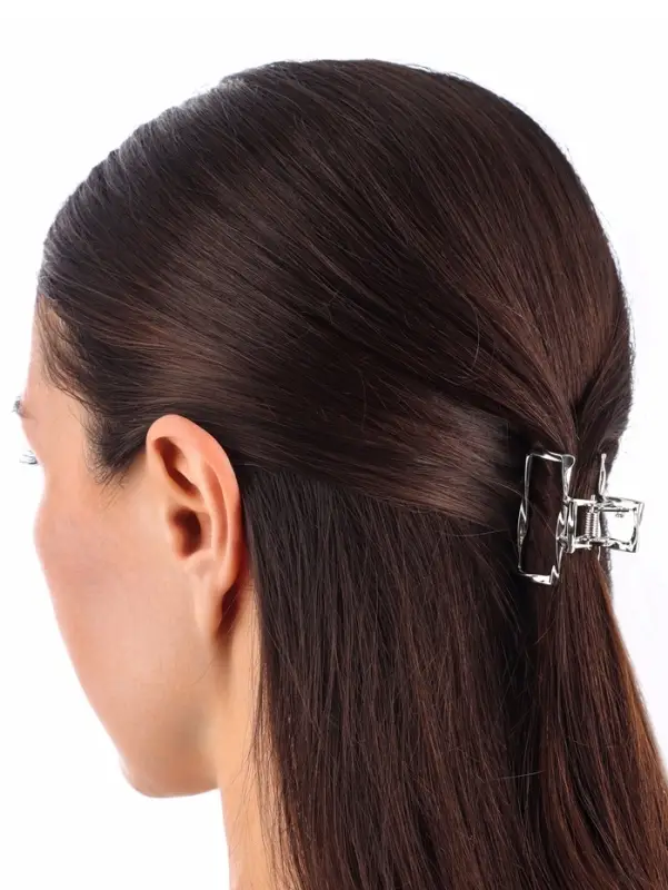 Крабик для волос &laquo;Сабина&raquo;, прямой, 4 см, серебристый