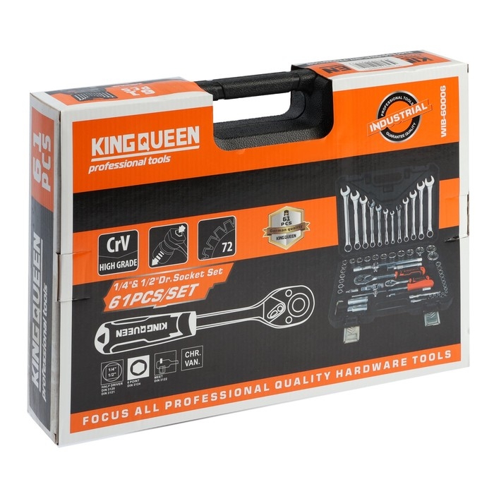 Набор инструментов универсальный KINGQUEEN WIB-60006-24, 24 зуба, 1/2 1/4", 61 предмет