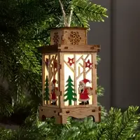 Ёлочная игрушка &laquo;Фонарь с Дедом Морозом&raquo;, 16&times;8&times;8 см, от батареек, свечение тёплое белое