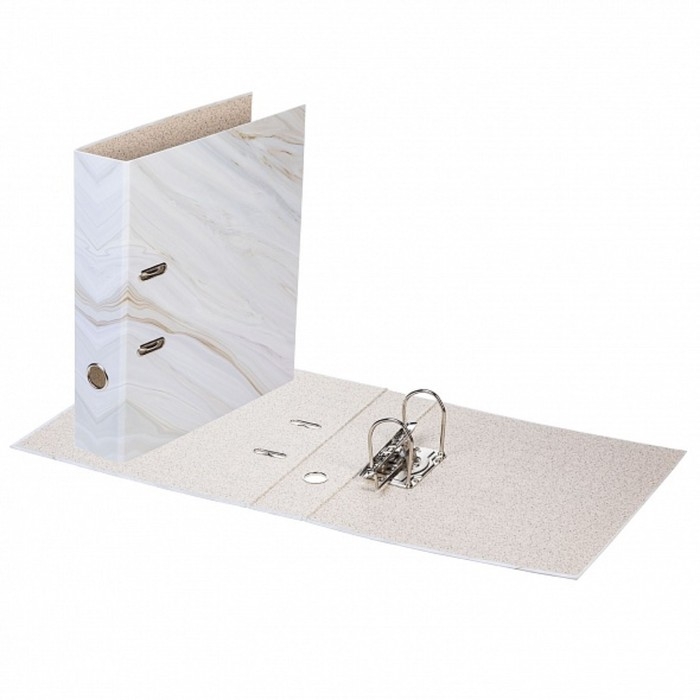 Пaпкa-регистратор А4 70мм Hatber Пaпкa-регистратор А4 70мм Hatber "Белый мрамор", матовая ламинация, запечатанный форзац
