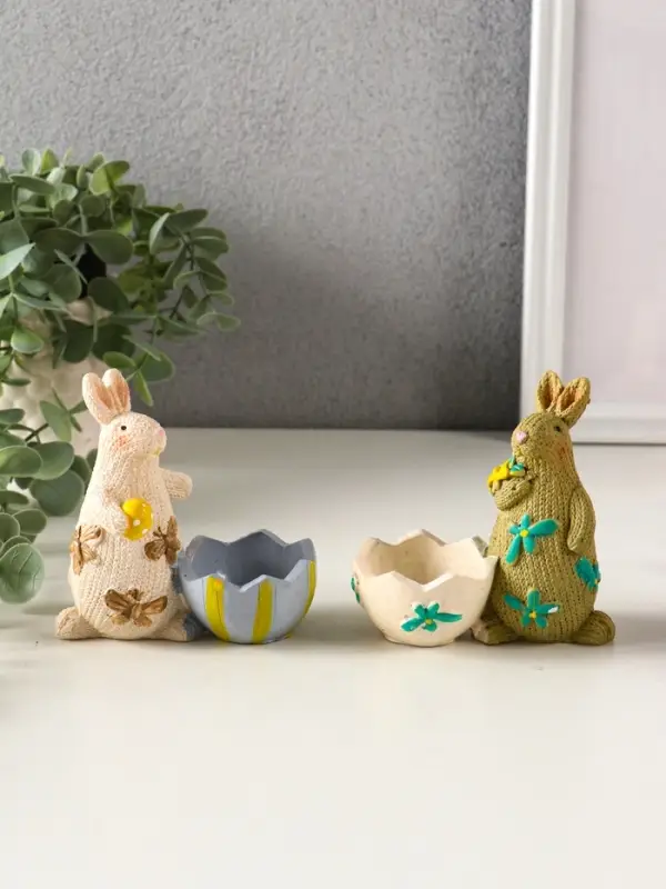 Сувенир полистоун подставка  Сувенир полистоун подставка "Зайчики пасхальные" набор 2 шт 5,3х10х10 см