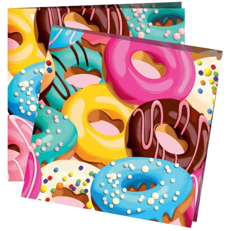 Салфетки бумажные Пончики 33х33см 12шт/уп, 6076757