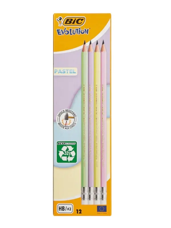 Карандаш чернографитный BIC HB Evolution &laquo;Пастель&raquo;, пластиковый, с ластиком
