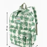 Рюкзак школьный на молнии, с карманами, с принтом, размер 28.5&times;12&times;41 см, зелёный