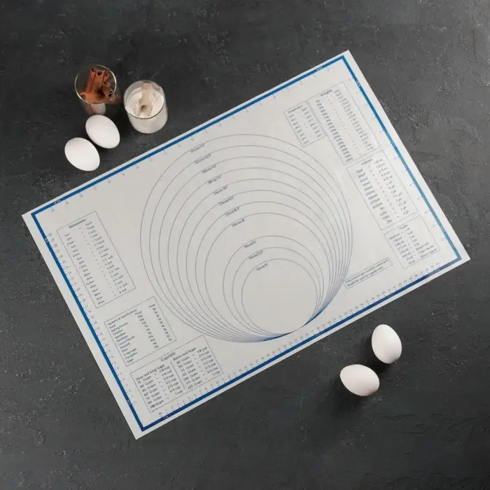 Коврик для выпечки и раскатки теста с разметкой, армированный, силикон, 59&times;38.5 см, белый