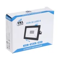 Прожектор  светодиодный VKL electric, 30 Вт, 3600 Лм, 6500К, IP65, 220V черный, свеч.хол.бел. 109814