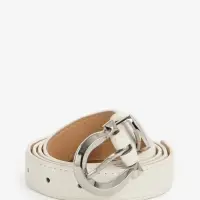 Ремень женский, 110&times;2.3 см, пряжка металл, серебристая, белый