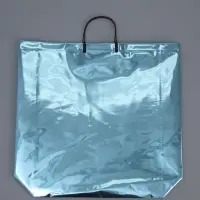 Пакет подарочный ПВХ, голография, голубой, пластиковая ручка, 50&times;42&times;12 см