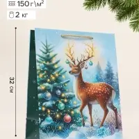 Пакет подарочный &laquo;Новогодний олень&raquo;, 26&times;12&times;32 см