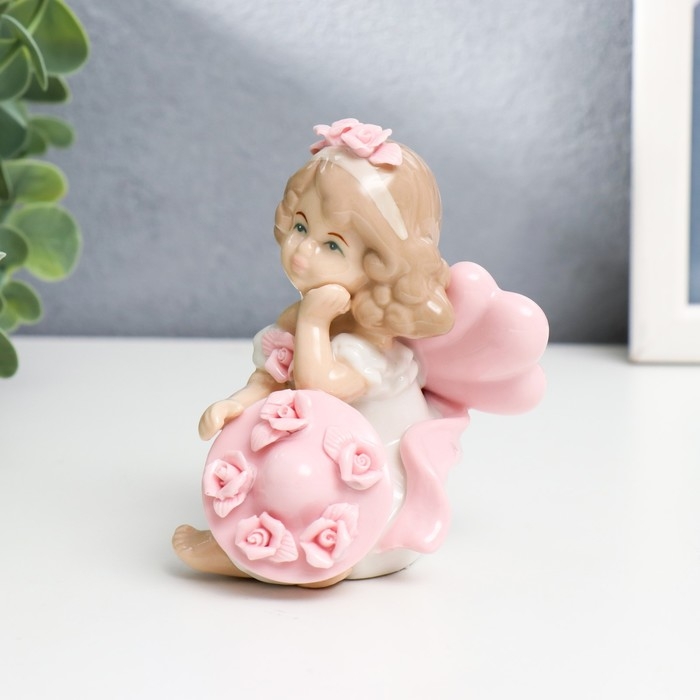 Сувенир керамика  Сувенир керамика "Малышка в платье и шляпке с розами" МИКС 10х6,5х7 см