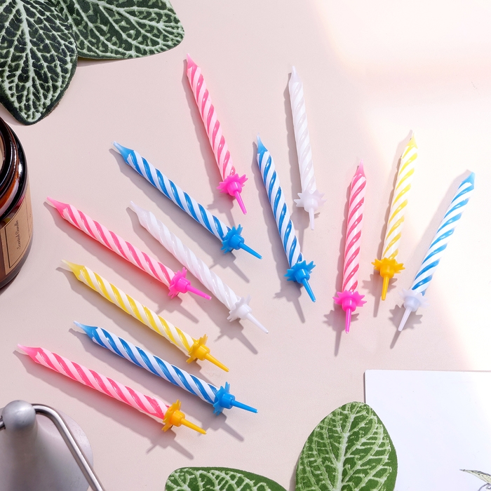 Свечи в торт Свечи в торт "Спираль", 6.5х0.5см, 12 шт