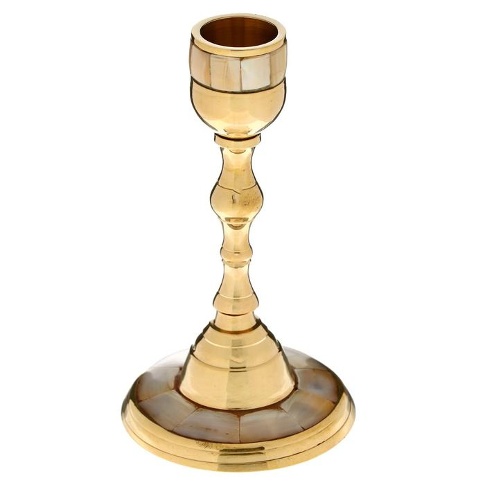 Подсвечник с перламутром  Подсвечник с перламутром "Воображение" на 1 свечу, латунь 7,5х7,5х13,5 см