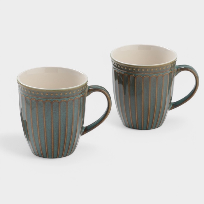 Набор кружек 2 шт Доляна  Набор кружек 2 шт Доляна "Винтаж" 350 мл 12х9х10 см, цвет синий