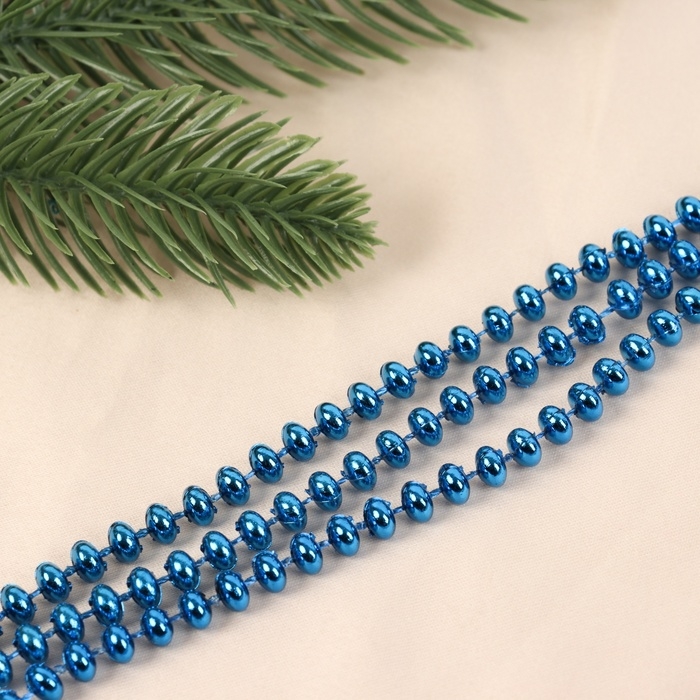Бусы на ёлку 2 м d-4 мм Бусы на ёлку 2 м d-4 мм "Бусинки" синий