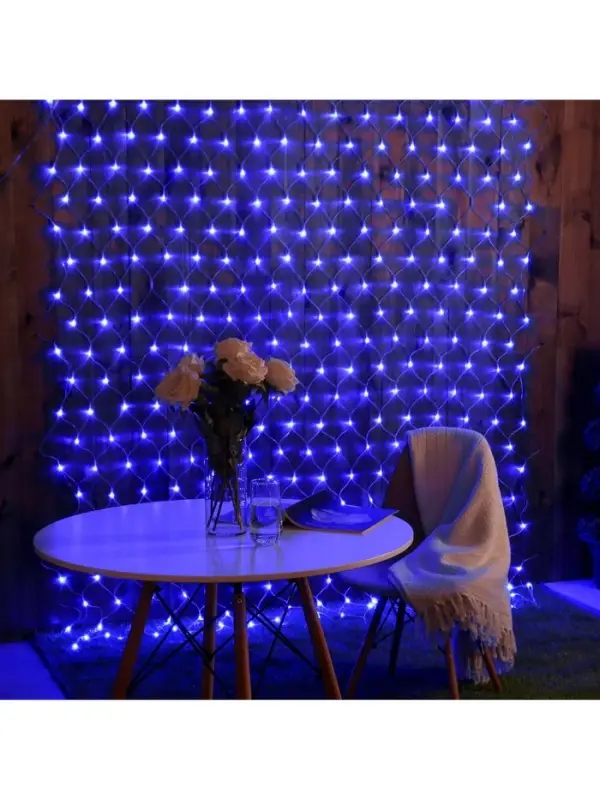 Гирлянда &laquo;Сеть&raquo; 2&times;3 м, IP44, УМС, прозрачная нить, 384 LED, свечение синее, 220 В