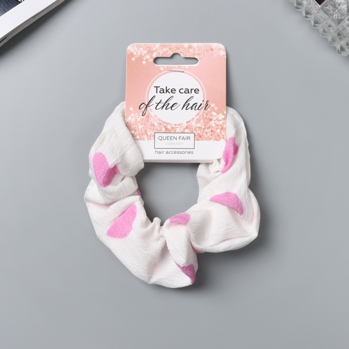 Резинка для волос Резинка для волос "Орбита" классик сердце, 10 см, розово-белый