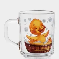 Набор детской посуды &laquo;Утята&raquo;, 3 предмета: кружка, салатник, тарелка, стекло, прозрачный