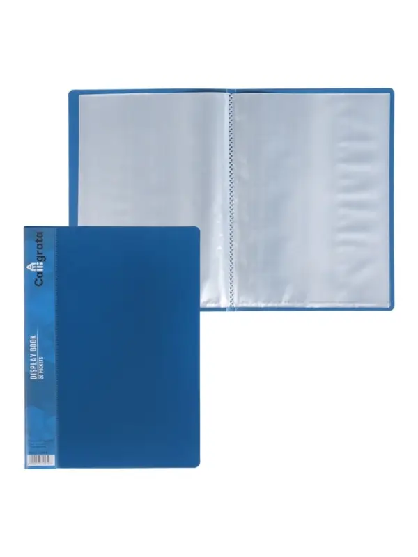 Папка с 20 вкладышами А5, 500 мкм, Calligrata, 9 мм, карман на корешке, синяя