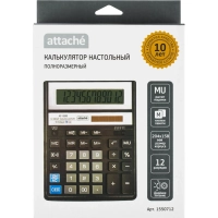 Калькулятор настольный ПОЛНОРАЗМЕРНЫЙ AttacheAF-888,12р,дв.пит204x158мм,ч/с
