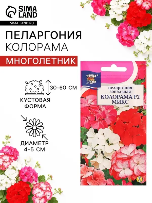 Семена цветов Пеларгония "Колорама ", смесь окрасок,0,02 гр.,