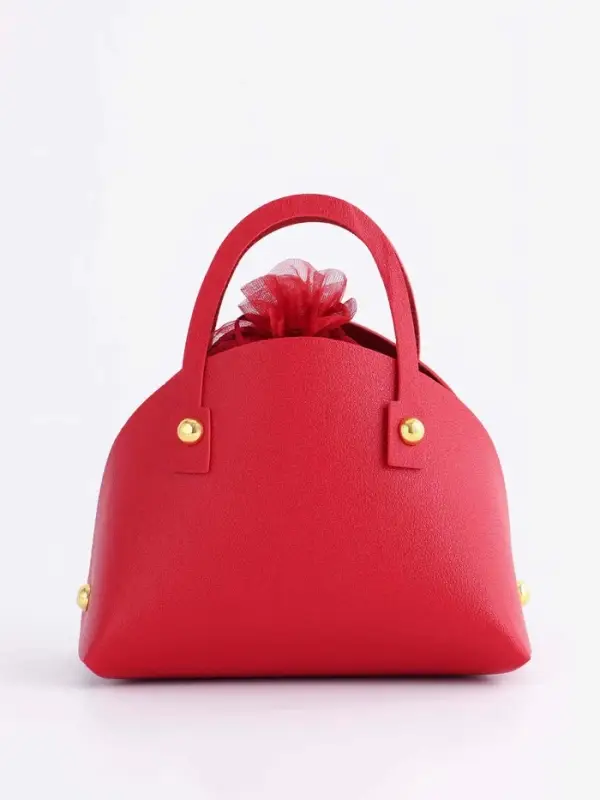 Кожаная подарочная сумочка для бижутерии и сувениров, красная с мешочком, 14&times;6.5&times;12.8 см