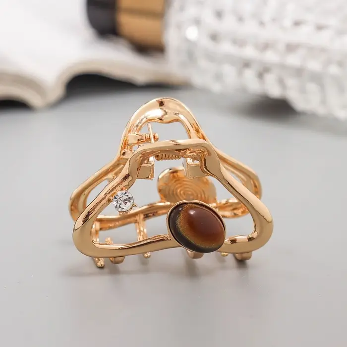 Крабик для волос &laquo;Эдисон&raquo;, изгиб, 4.5 см, золотистый