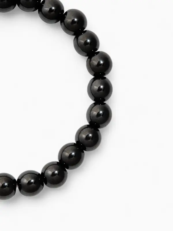Набор браслетов из бусин &laquo;Гематит и Агат&raquo;, 2 шт. шар №8, №10, чёрный, металлик