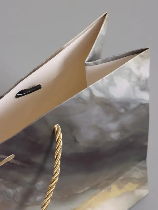 Пакет подарочный "Мрамор" , с бантиком , 28 х 20 х 10 см