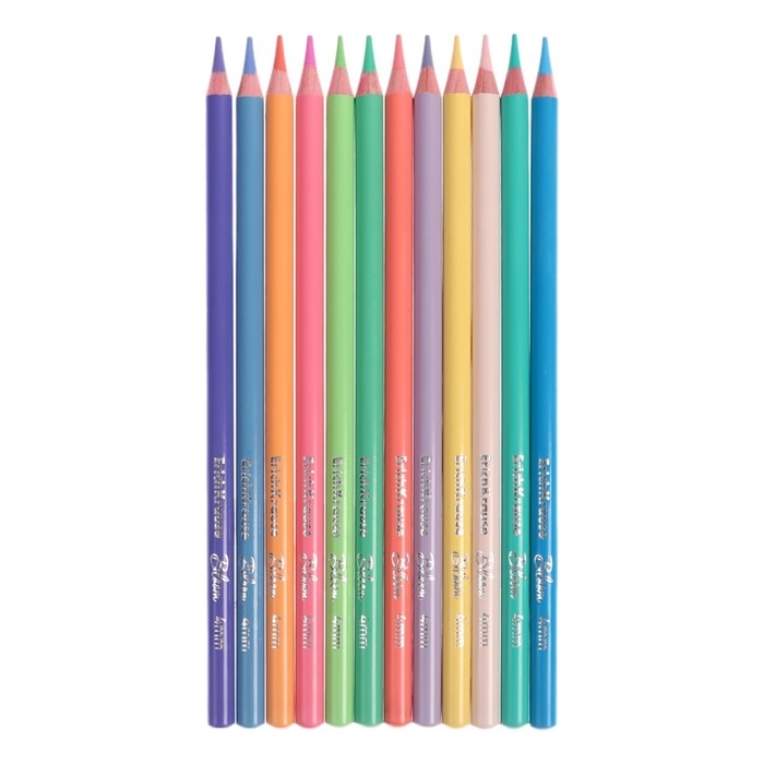 Карандаши 12 цветов ErichKrause "Pastel Bloom", дерево, круглые, грифель 4 мм, европодвес