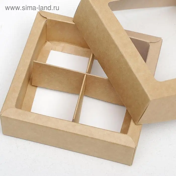 Коробка для конфет с окном, крафт 12,5 х 12,5 х 3,5 см Коробка для конфет с окном, крафт 12,5 х 12,5 х 3,5 см