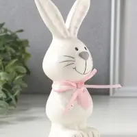 Сувенир керамика "Зайка с розовым сердечком" с кружевом 9,4х6,1х16,8 см