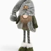 Игрушка новогодняя &laquo;Гномик в зелёном наряде, в меховом колпаке со звёздочкой&raquo;, высота регулируется, 18&times;12&times;40/60 см