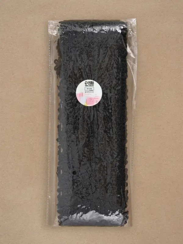 Кружево гипюровое, 80 мм, 6.8&plusmn;0.5 м, цвет чёрный