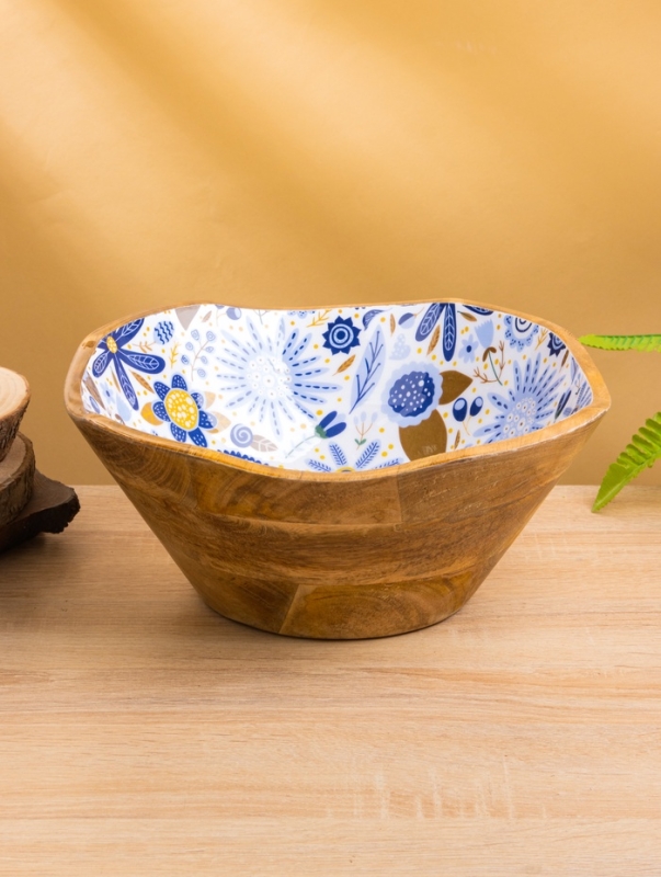 Салатник "Васильки" дерево манго 29х29х11 см