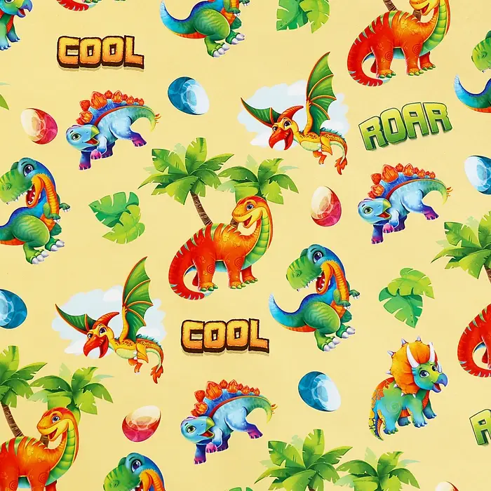Бумага упаковочная глянцевая «Динозавры», 1 лист, 70 х 100 см