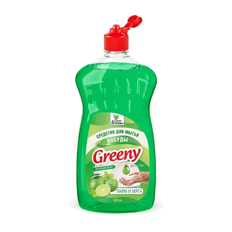 Средство для мытья посуды "Greeny" Premium "Лайм и мята" 1000 мл. Clean&Green CG8132