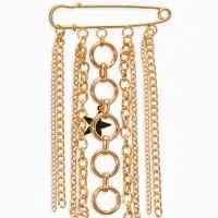 Булавка с подвесами "Звезды", цвет золото L=6см