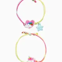 Браслеты детские парные "Выбражулька" неразлучники, единорог, звезды, разноцветный