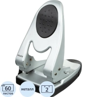 Дырокол ATTACHE 6760 до 60л., металл.,с лин.,с рез.вставкой,серебр.