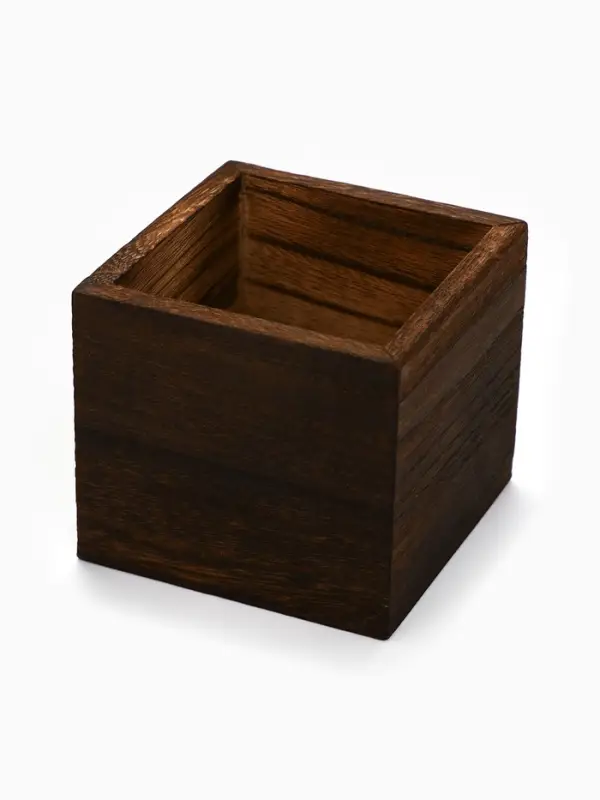 Ваза для цветов с деревянной подставкой из тёмного стекла, 25&times;9 см, 1.4 л.
