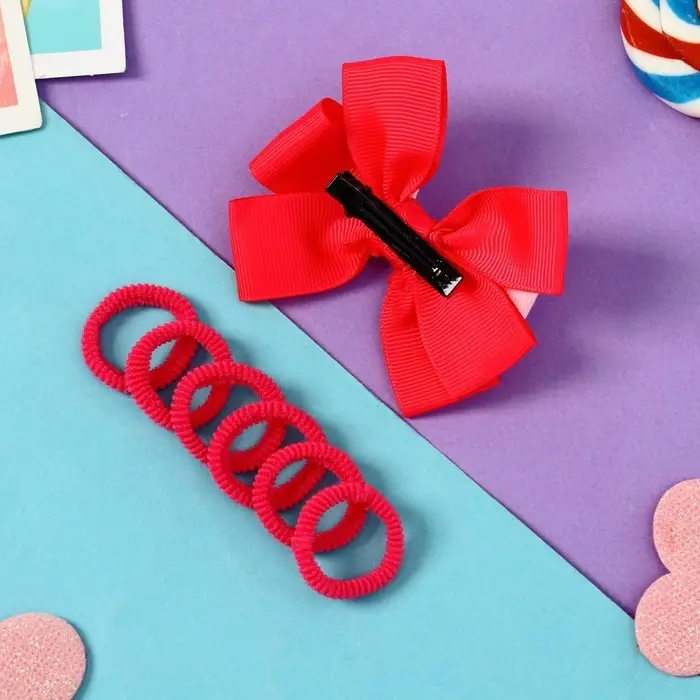 Набор для волос "Сьюзи" (зажим 8 см, 6 резинок 2,5 см) блеск